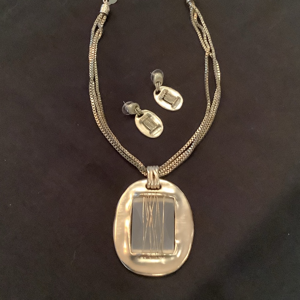 Chico's Gold-Tone Pendant Necklace and Earrings Set